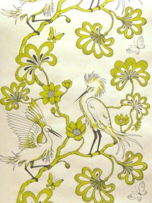 Greeny yellow egrets print - florence broadhurst.jpg